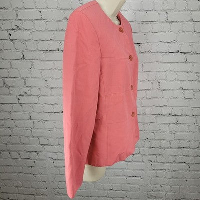 Nicola Pink Buttoned Collarless Lined Formal Suit Jacket Blazer Italy Size 6