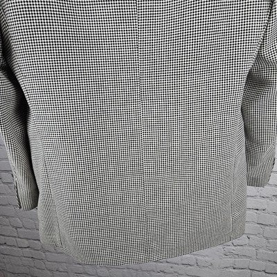 VTG Brandini Black Ivory Check 2 Button Ventless Notch Blazer Sport Coat 40