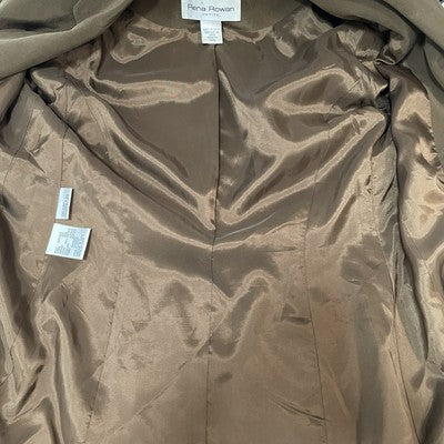 VTG Rena Rowan Brown 100% Silk Lightweight Lined Buttoned Pockets Jacket Size 6P
