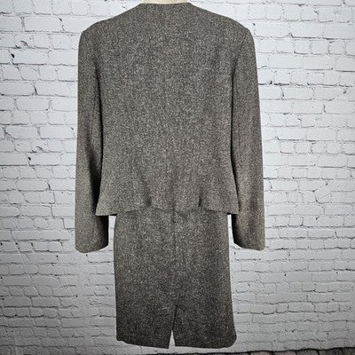 Worthington Brown 1 Button Jacket 2 Piece Slit Suit Set Outfit Small S Skirt 6
