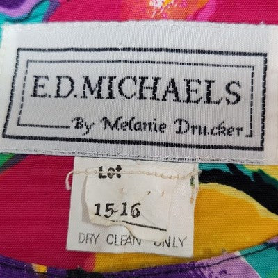 VTG E.D. Michaels Multicolor Floral Sleeveless Pockets Unlined Dress 15-16