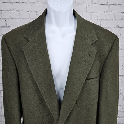 VTG Evan Picone Green 100% Wool 2 Button Ventless Blazer Sport Coat USA 42R