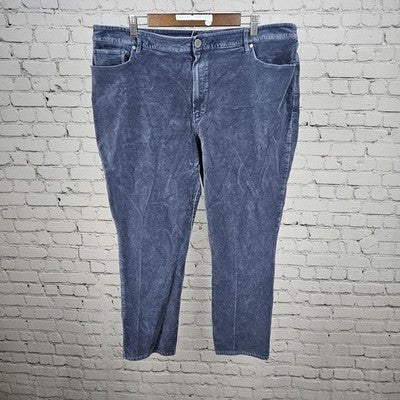 Soft Surroundings Blue Velveteen Stretch Straight Leg Ankle Pants 20W (40x26.5)