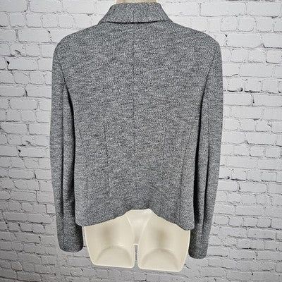 Loft Gray Cotton Blend Knit Open Shawl Collar Lined Blazer Jacket Small S