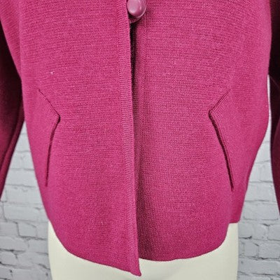VTG Mirsa Red 100% Wool 2 Piece Set Buttoned 3/4 Sleeve Crop Jacket Top Italy 8