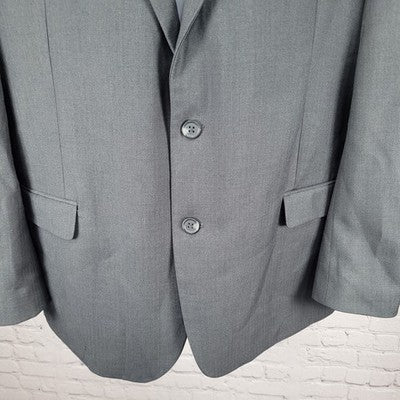 Van Heusen Grey 2 Button Single Vented Notch Blazer Suit Jacket Sport Coat 48R