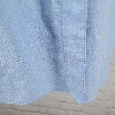 VTG Falls Creek Blue Snowman Embroidered Button Up Long Sleeve Shirt Top Medium