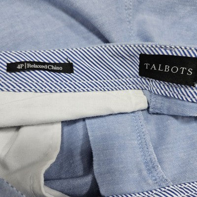 Talbots Blue Relaxed Chambray 100% Cotton Mid Rise Tapered Pants 4P (31x26)