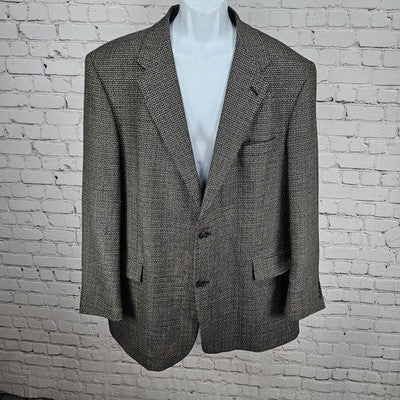 Daniel Hechter Black 100% Worsted Wool 2 Button Notch Blazer Sport Coat 48L