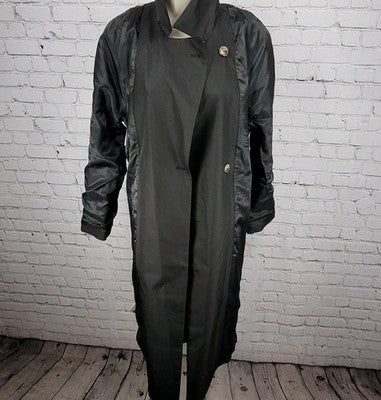 Caara Black Double Breasted Buttoned Belted Lightweight Trench Pea Coat Small S