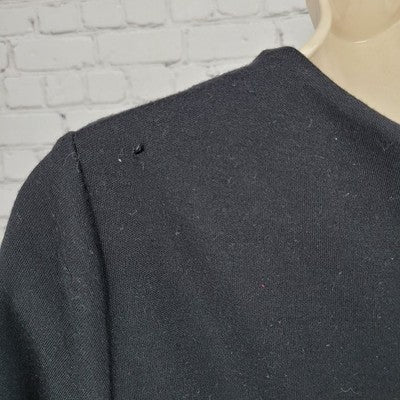 Lafayette 148 Black 100% Wool Long Sleeve Cowl Neck Side Slit Dress Size 12