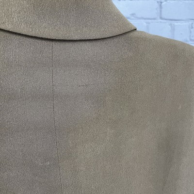 VTG Rena Rowan Brown 100% Silk Lightweight Lined Buttoned Pockets Jacket Size 6P