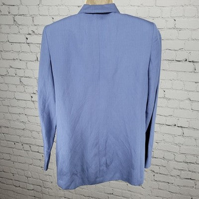 VTG Benchley Ltd Blue Linen Blend 3 Button Notch Blazer Suit Jacket USA Size 8T
