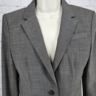 Ann Taylor Brown Wool Blend Stretch 2 Button Vented Notch Blazer Suit Jacket 6P