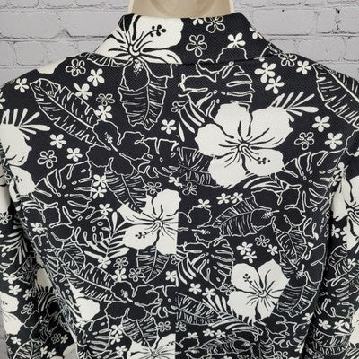 Croft & Barrow Black & White Floral Cotton Stretch Buttoned Lined Jacket Size 14