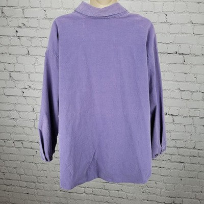 Kathleen Sommers Purple Corduroy Stretch Long Sleeve Shirt USA Made Plus Size 2