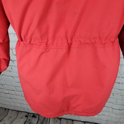 VTG Skiing Passport Retro Red Insulated Hooded Zip Pockets Jacket Size Medium M