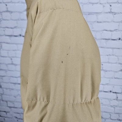 VTG Windbreaker Tan Down Fine Feather Insulated Snap Puffer Jacket M *zipper