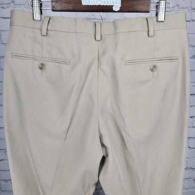 Jos A Bank Beige Traveler Tailored Fit Flat Front Straight Leg Dress Pants 32x30