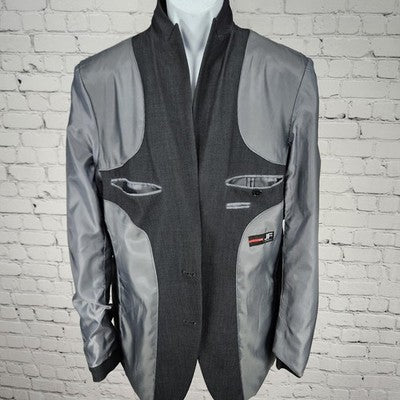 J Ferrar Grey Slim Fit Stretch 2 Button Double Vented Peak Blazer Sport Coat 42L