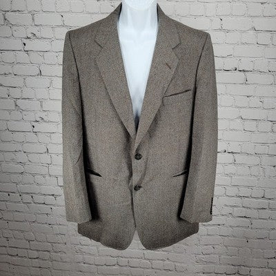 VTG Cardin Grey Brown Couture Collection 2 Button Notch Blazer Sport Coat USA 41