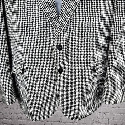 Sor Hazir Giyim Black White Houndstooth 2 Button Notch Blazer Sport Coat 43