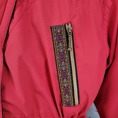 VTG Skiing Passport Retro Red Insulated Hooded Zip Pockets Jacket Size Medium M