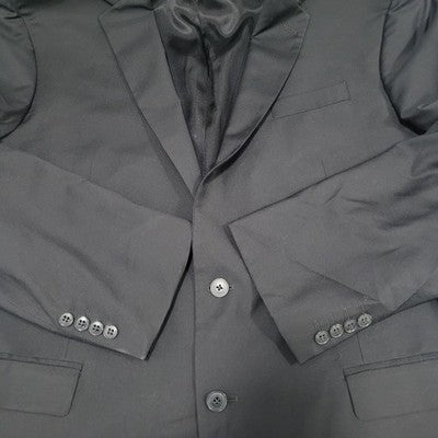 Kenneth Cole Black 100% Wool 2 Button Double Vented Notch Blazer Sport Coat 48L
