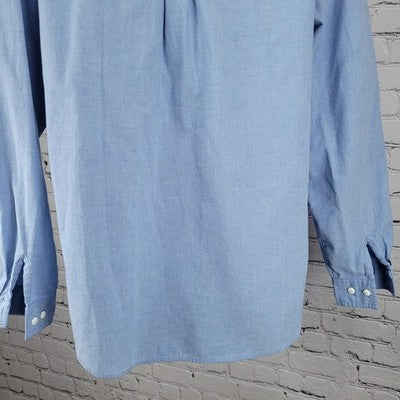 VTG Falls Creek Blue Snowman Embroidered Button Up Long Sleeve Shirt Top Medium