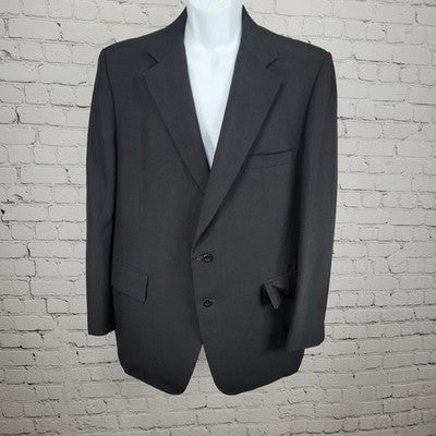 VTG Botany 500 Tailored By Daroff Black 2 Button Notch Blazer Sport Coat USA 46R