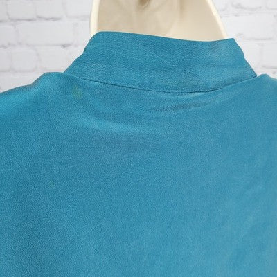Jacqueline Ferrar Blue 100% Silk Button Up Long Sleeve Shirt Blouse Top XS