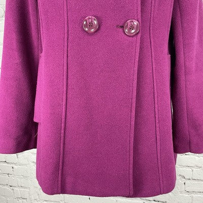 Steve Madden Purple Wool Blend Buttoned Vented Pea Coat Pockets Size Small S