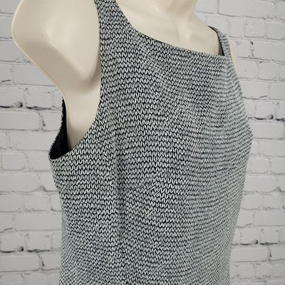 VTG 123 Un Deux Trois Black & Ivory Sleeveless Slit Sheath Dress Size Large L
