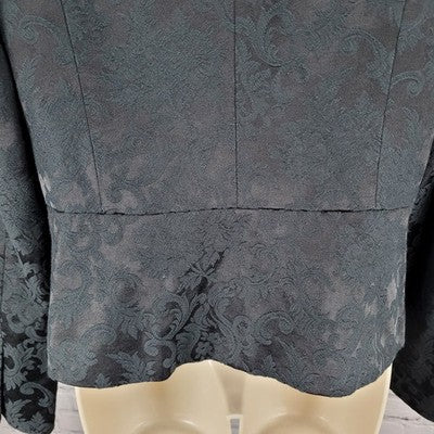 Geoffrey Beene Sport Black Damask Floral Buttoned Notch Blazer Jacket Size 10