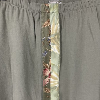 VTG Mozart Green Floral Lightweight Elastic Waist Skirt USA Made Size Small S