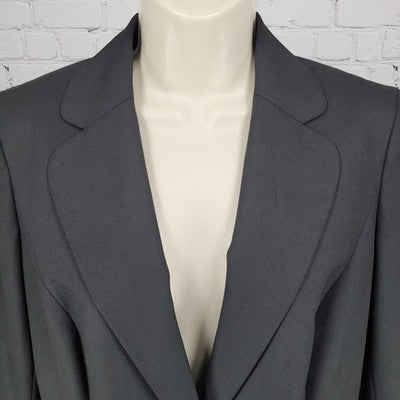 Ann Taylor LOFT Black Ruffle Pleated One Button Blazer Suit Short Jacket Size 8