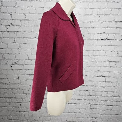 VTG Mirsa Red 100% Wool 2 Piece Set Buttoned 3/4 Sleeve Crop Jacket Top Italy 8