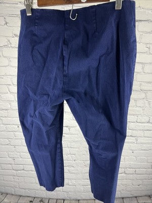 Lauren Ralph Lauren Blue Flat Front Side Zip Hi-Rise Tapered Dress Pants 14