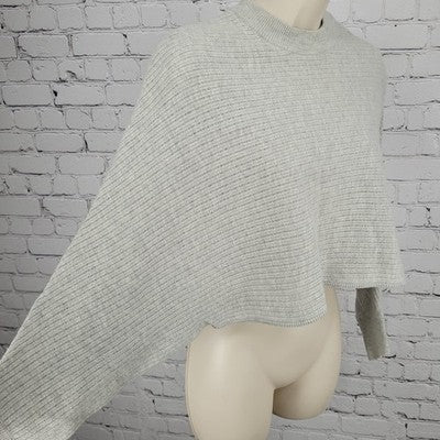 Wilfred Free Grey Wool Linen Blend Knit Crop Dolman Long Sleeve Sweater Small S