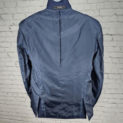 YFFUSHI Navy 1 Button Double Vented Notch Blazer Sport Coat Large L