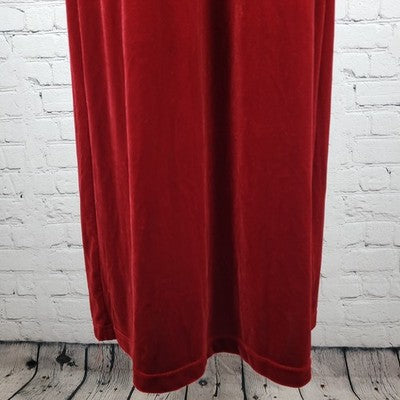 VTG Kathie Lee Cranberry Red Sequin Velvet Short Sleeve Long Dress Large L