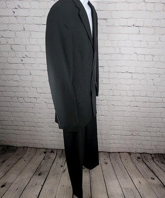 Paulo Solari Black 100% Wool Athletic Fit Full Suit Set Jacket 40L Pants 32x31