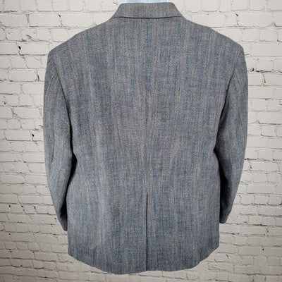 VTG Haggar Imperial Blue Herringbone Gentleman's Fit Blazer USA Made Size 44