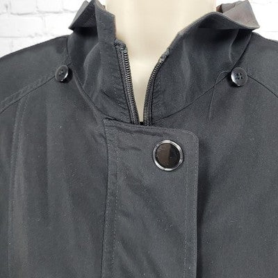 Gallery Black Brown Full Zip Snap Lightweight Lined Rain Coat Jacket Size XL