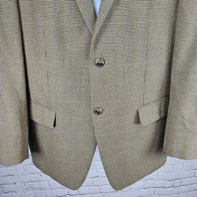 Izod Brown Houndstooth 2 Button Double Vented Notch Blazer Sport Coat 42R
