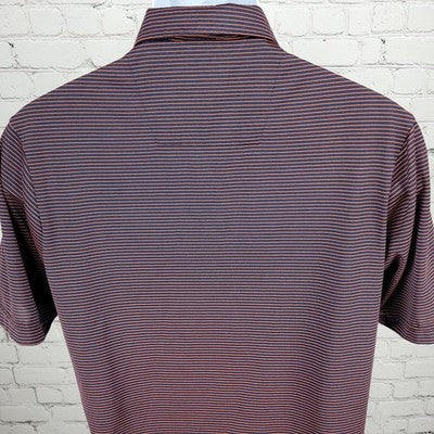 Syracuse University Navy Red Striped Logo Short Sleeve Polo Shirt Size Small S
