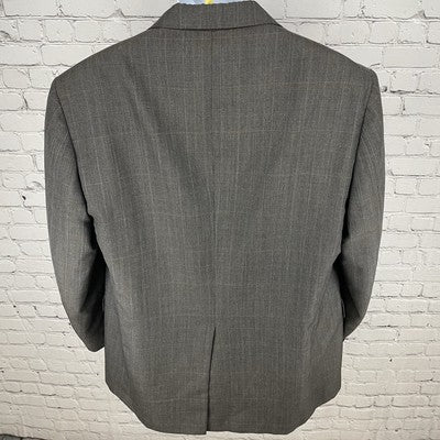 Hart Schaffner Marx Grey Brown Check 2 Button Blazer Coat USA Made Size 44L