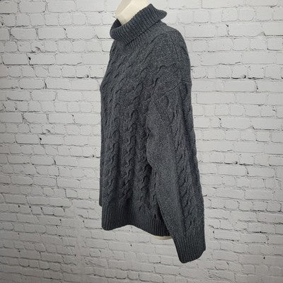 Nordstrom Grey Wool Blend Long Sleeve Turtleneck Pullover Sweater Medium M
