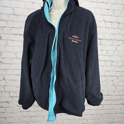 Grand Canyon Railway Cheneral Blue Fleece Lined Hooded Jacket Medium *zipper