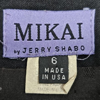 VTG Mikai Jerry Shabo Black Wool Back Slit Lined Pencil Straight Midi Skirt US 6